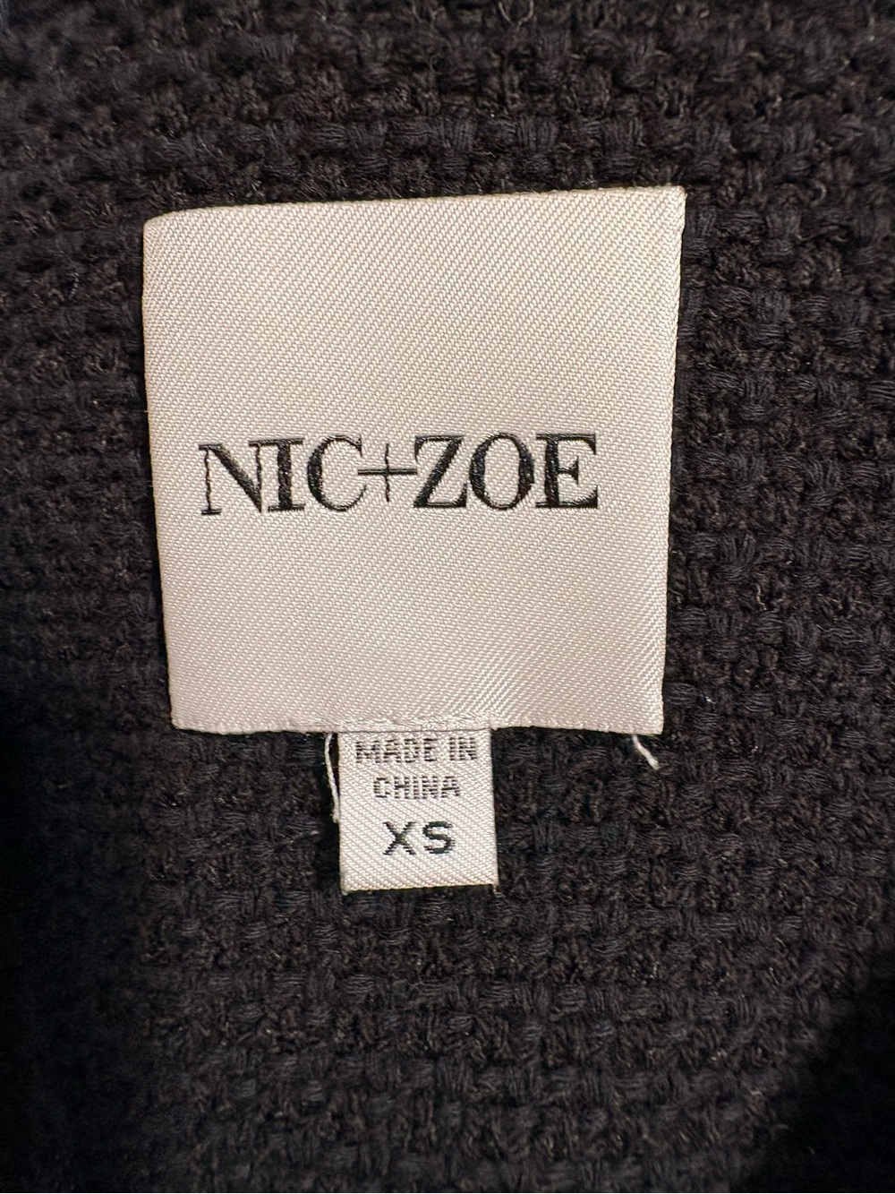 NIC+ZOE Black Onyx Fringe Knit Open Front Cardigan Jacket Zipper Pockets XS - Picture 4 of 7